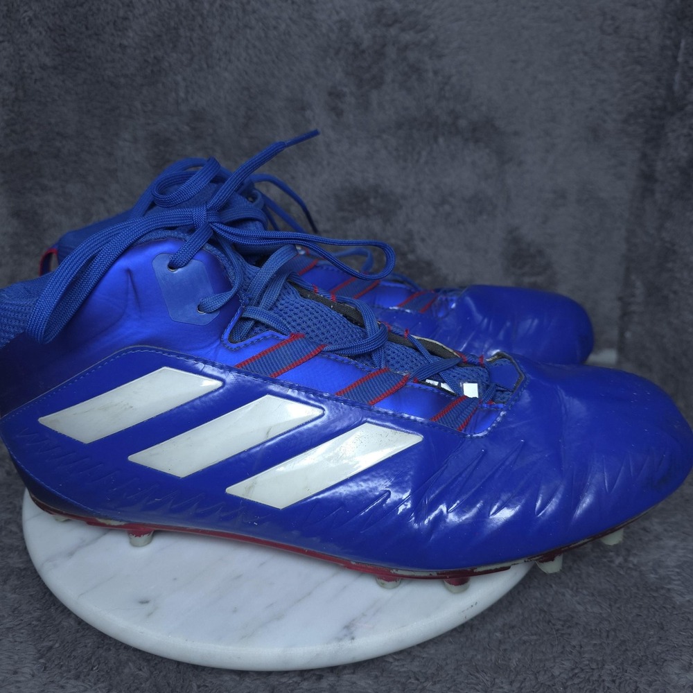 Kansas Jayhawks Cleats Mens 12.5 Blue NCAA Football Adidas Team Issued Game Used